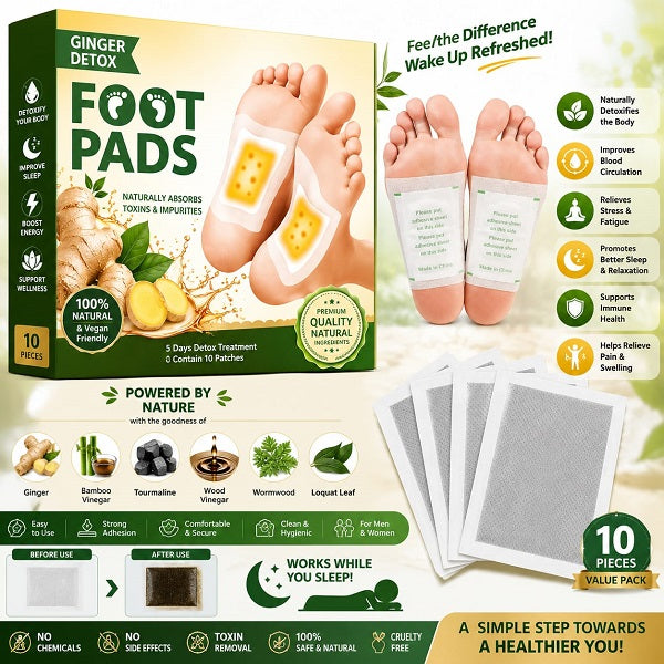 🌿 Ginger Detox Foot Patch Deep Cleansing & Wellness Support – Buy 1 Get 1 FREE |